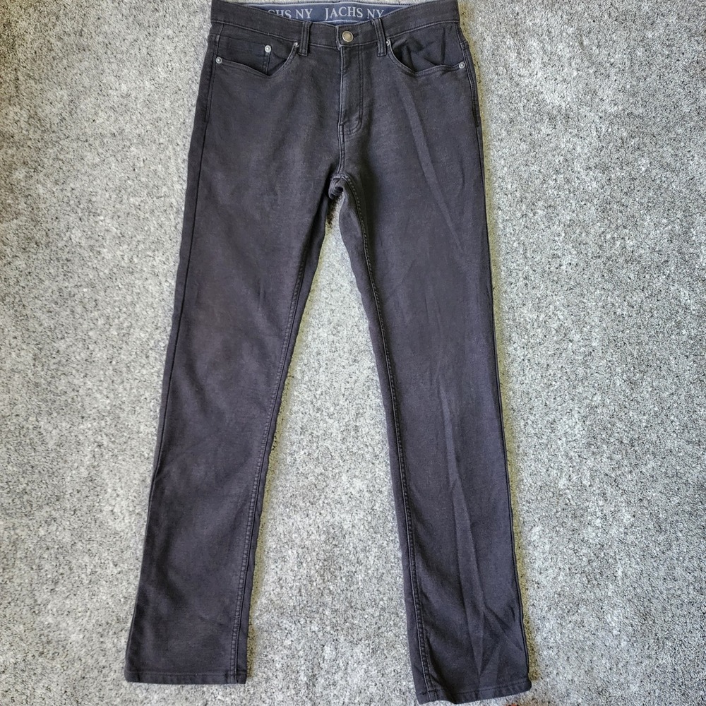 Jachs NY 5-Pocket Pants Mens 32x34 Gray Straight Leg Stretch Denim Excellent
